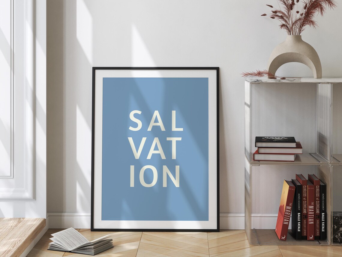 Salvation Blue Minimalist Typography Modern Christian Poster - Image 5