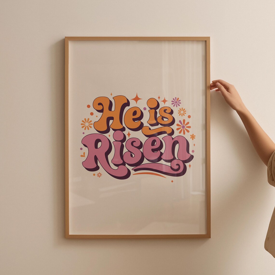 He Is Risen Retro Groovy Easter Christian Resurrection Poster - Image 4