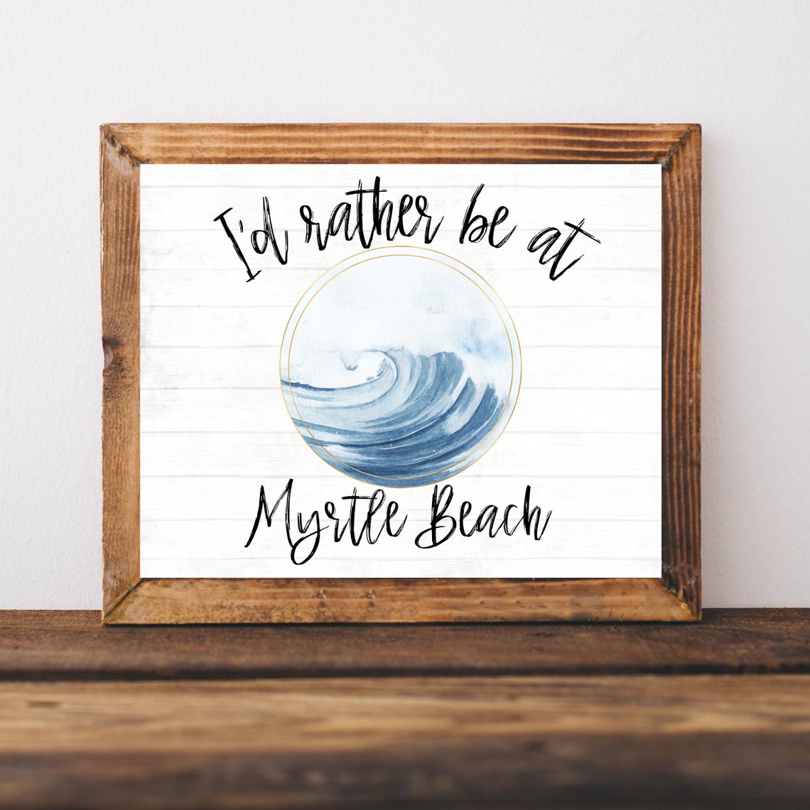 Id Rather Be At Myrtle Beach Watercolor Wave Beach Travel Poster