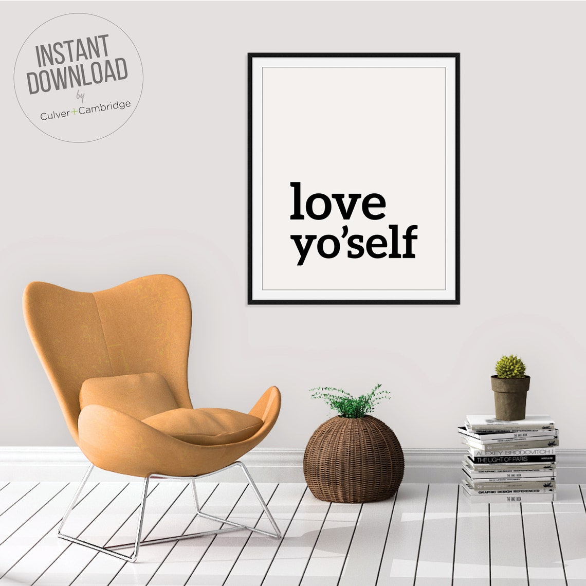 Love Yoself Bold Black Serif Typography Minimalist Self Care Wall Art - Image 4