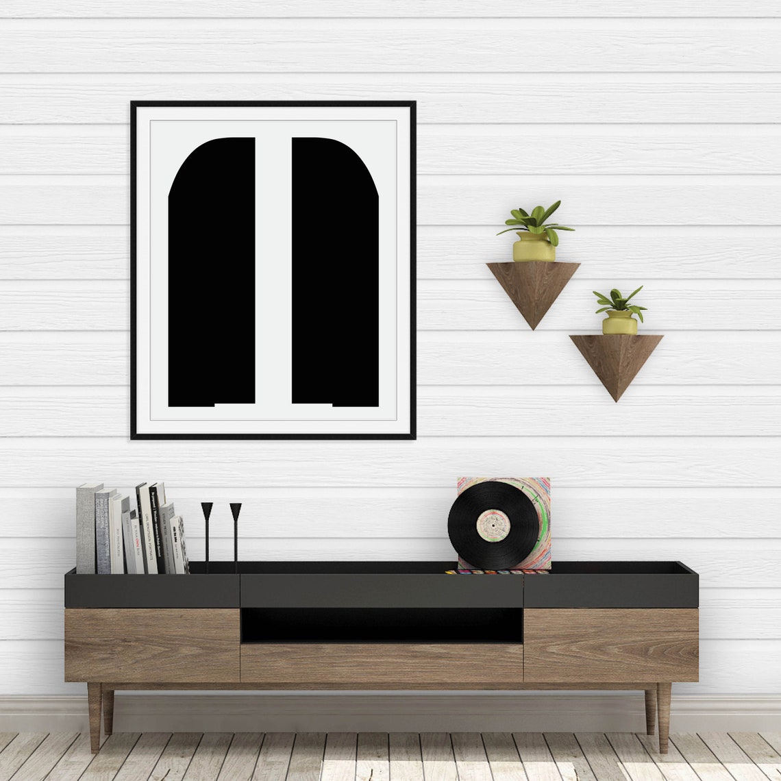 Bold White Initial Letter On Black Monochrome Typography Art Poster - Image 2