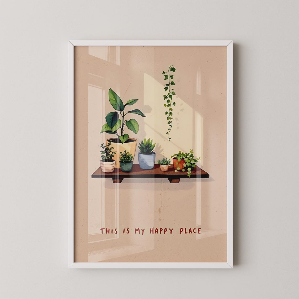 Cozy Houseplant Shelf This Is My Happy Place Botanical Poster