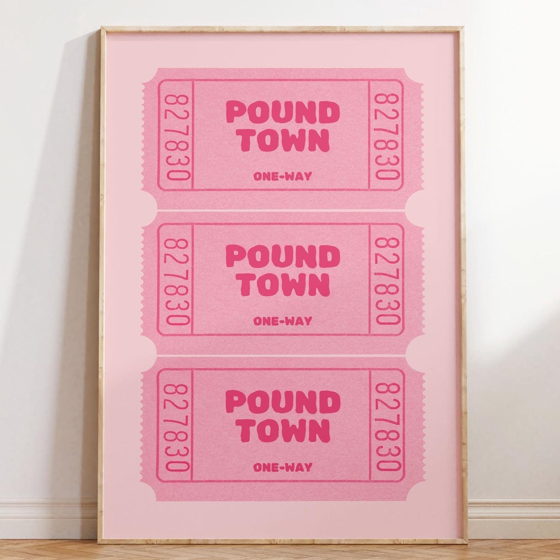 Pink Pound Town One Way Tickets Cheeky Funny Valentine Poster