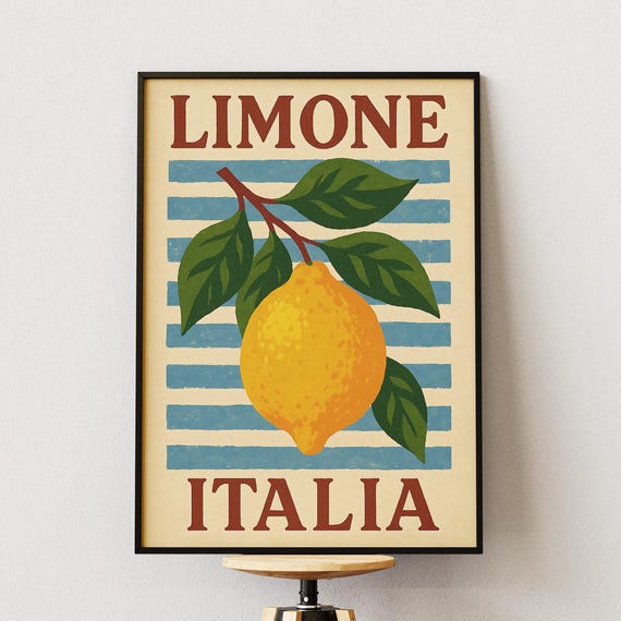 Lemon Kitchen Wall Art Print, Italian Limone Poster