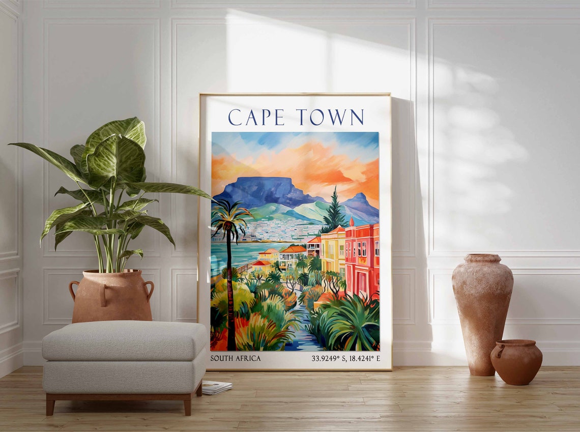Cape Town Travel Print Cape Town Travel Poster South Africa Wall Art Table Mountain Art Vintage Cape Town Poster Vintage Travel Decor - Image 2