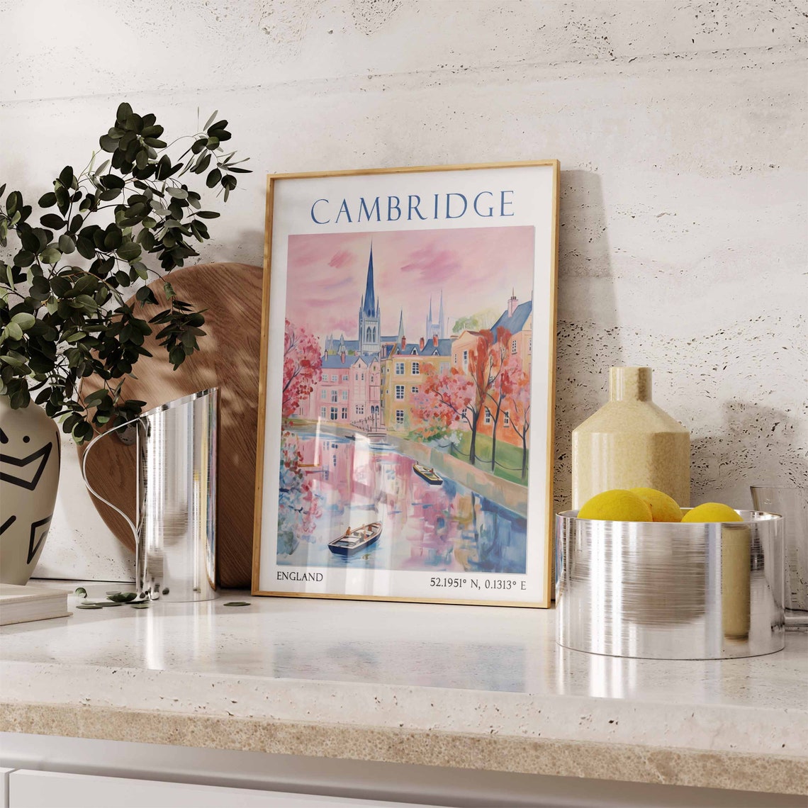 Cambridge Travel Print Cambridge Travel Poster United Kingdom Wall Art Vintage Cambridge Poster Cambridge University Art Travel Gift - Image 3