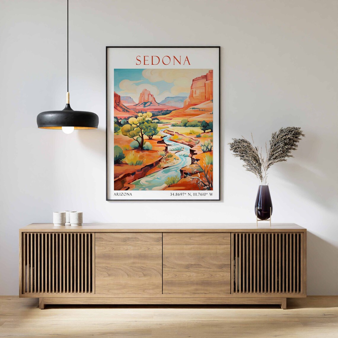 Sedona Red Rock Desert Stream Canyon Southwest Arizona Travel Poster - Image 3