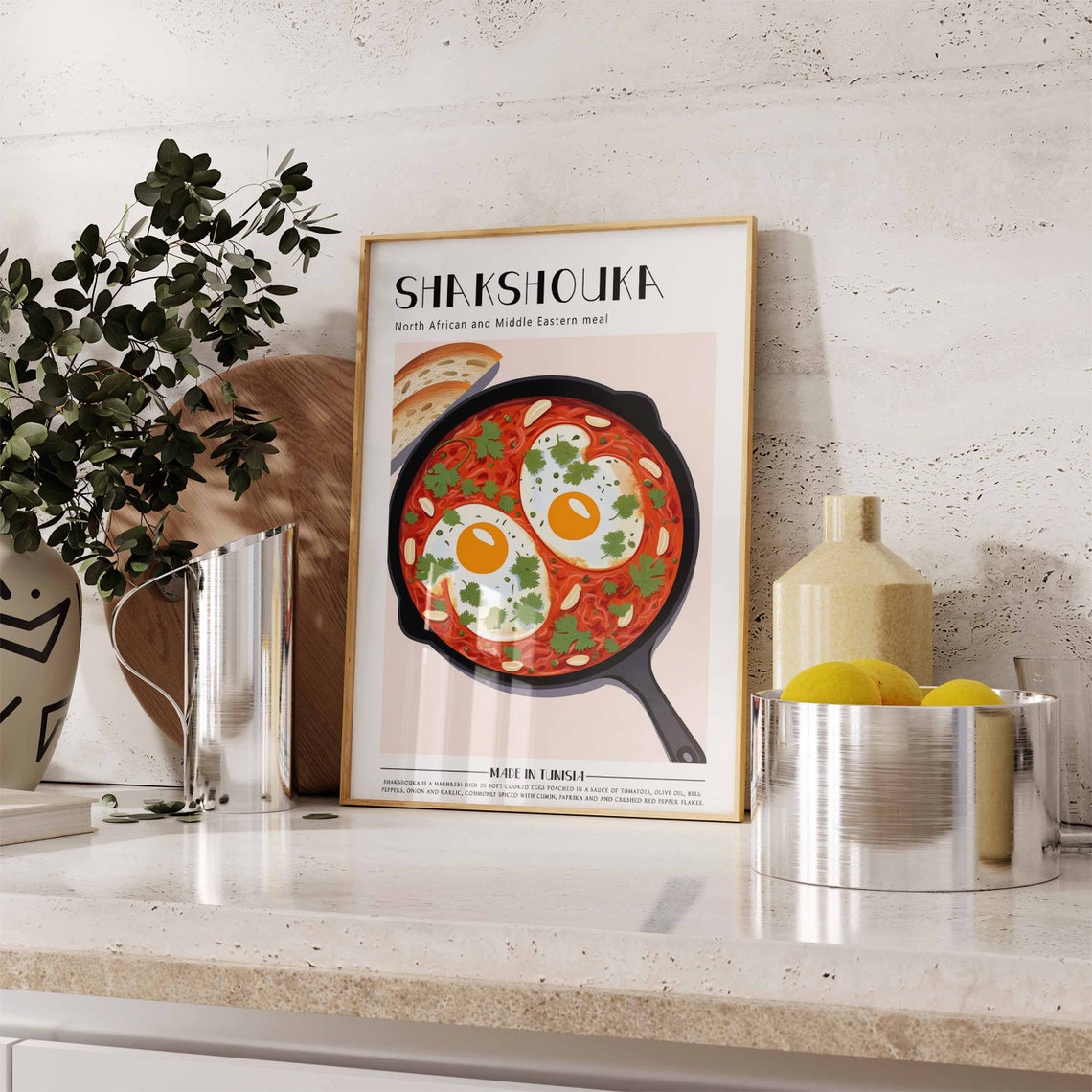 Shakshouka Two Eggs Bread Skillet Tunisian Meal Kitchen Poster - Image 3