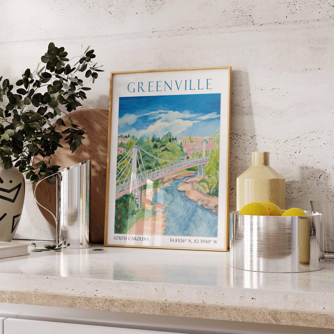Greenville South Carolina Travel Print Greenville Poster South Carolina Wall Art Greenville Travel Decor Greenville Travel Gift - Image 2