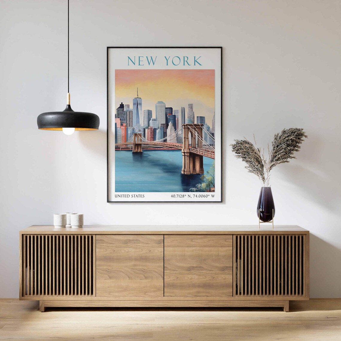 New York Brooklyn Bridge Manhattan Sunset United States Poster - Image 2