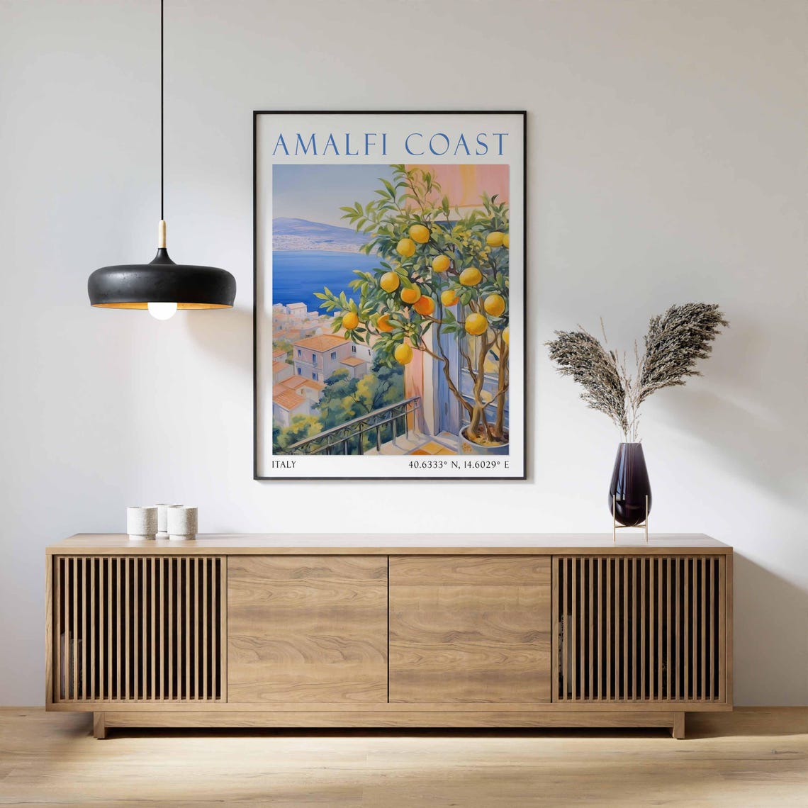 Amalfi Coast Lemon Tree Coastal Town Overlook Italy Travel Poster - Image 2