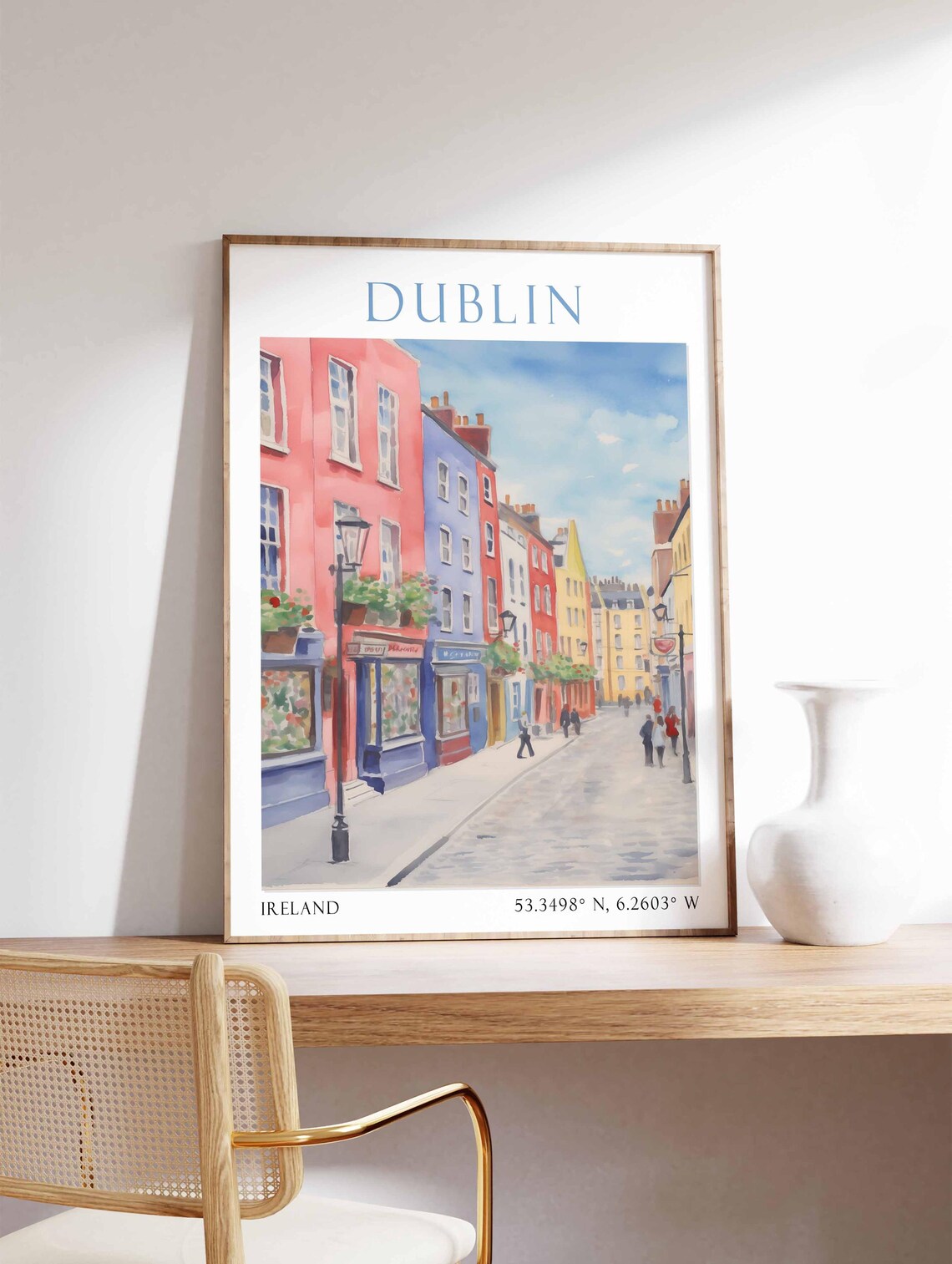 Dublin Ireland Rainbow Street Colorful Georgian Houses Travel Poster
