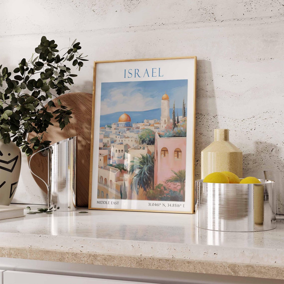 Israel Jerusalem Old City Golden Dome and Rooftops Panorama Poster - Image 2