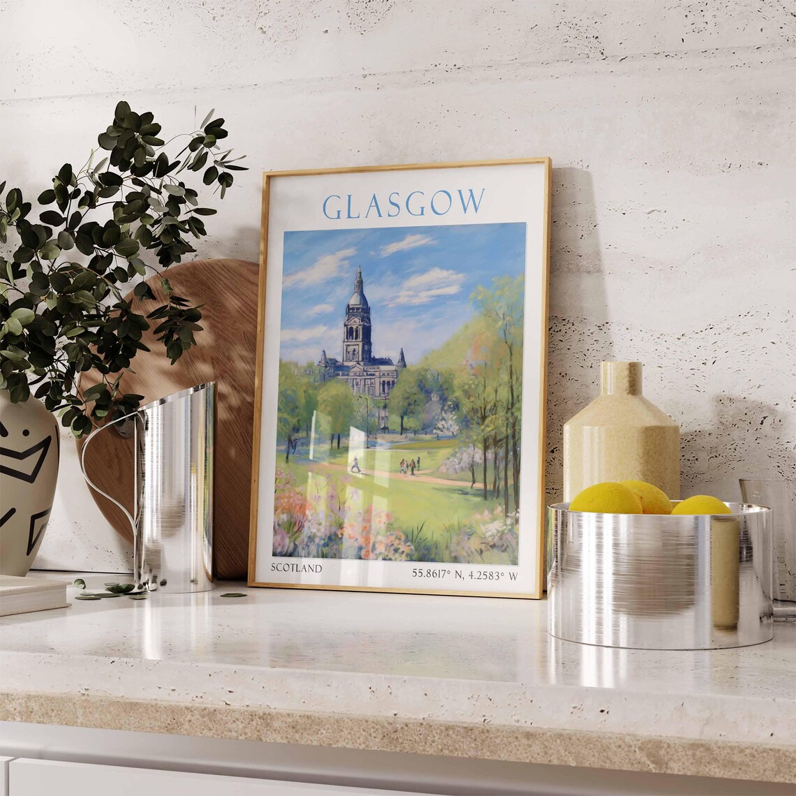 Glasgow Scotland Kelvingrove Park Gallery Garden Lawns Poster - Image 3