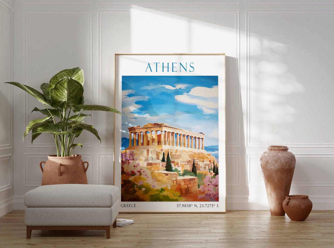 Athens Greece Parthenon on the Acropolis in Warm Sunlight Poster - Image 3