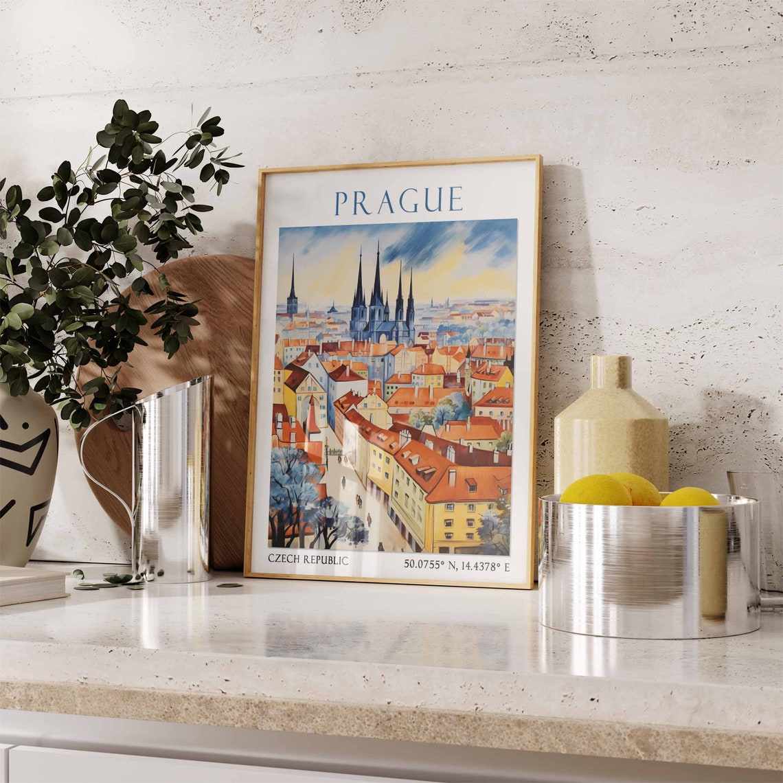 Prague Travel Print Prague Travel Poster Czech Republic Wall Art Charles Bridge Art Czech Travel Decor Travel Gift Vintage Wall Art - Image 3