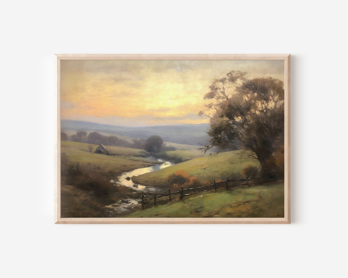 Vintage Landscape Painting Landscape Art Landscape Vintage Country Painting Rustic Landscape Country Painting Landscape Art Print - Image 4