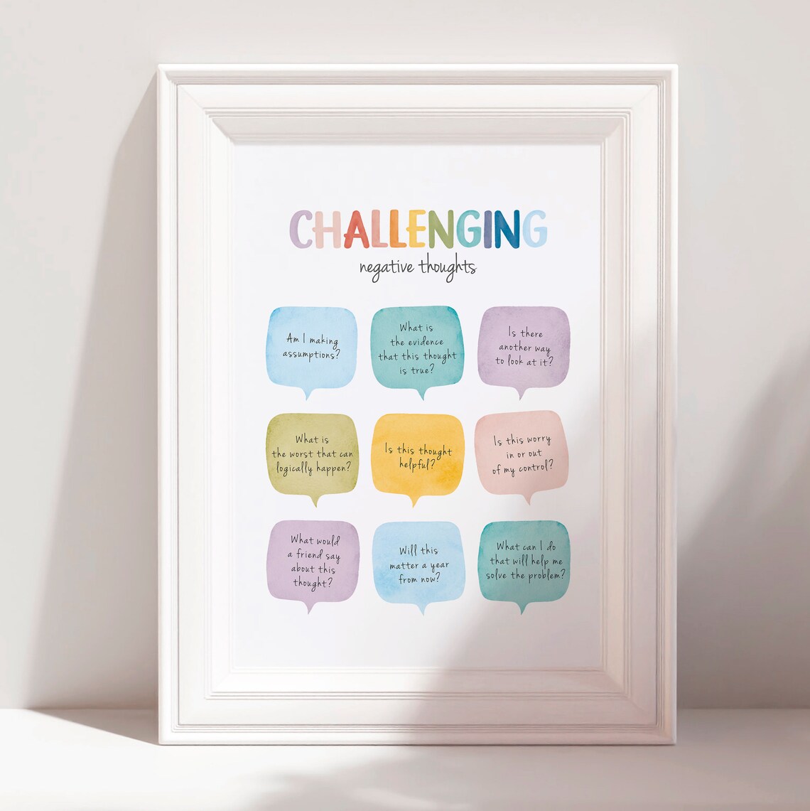 Challenging Negative Thoughts Art Print, CBT Therapy - Image 2