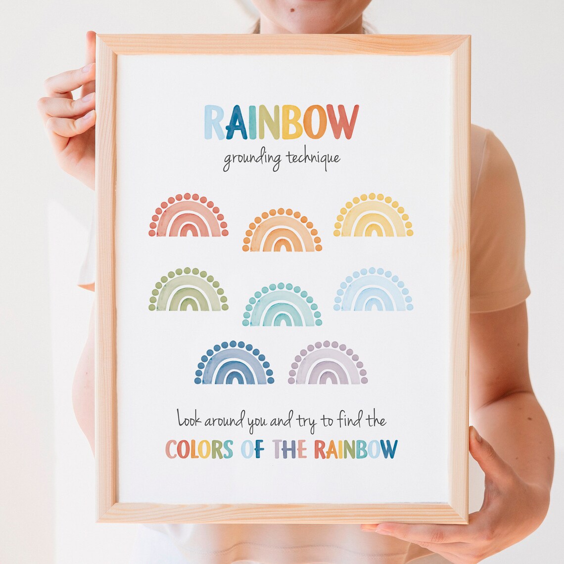 Rainbow Grounding Technique Art Print, Therapy Office Decor