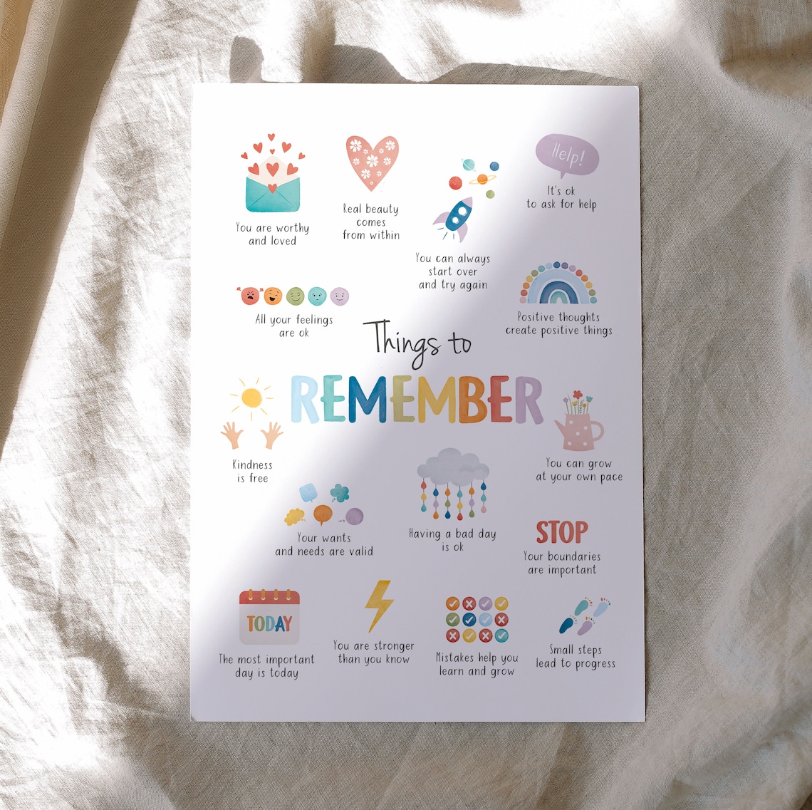 Things To Remember Positive Affirmations Art Print - Image 4