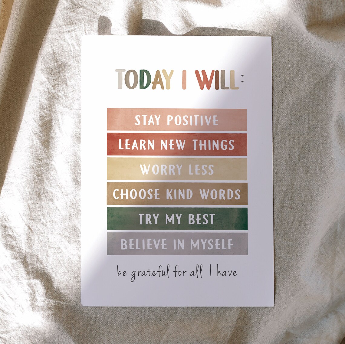 Today I Will Kids Positive Affirmation Wall Print - Image 3
