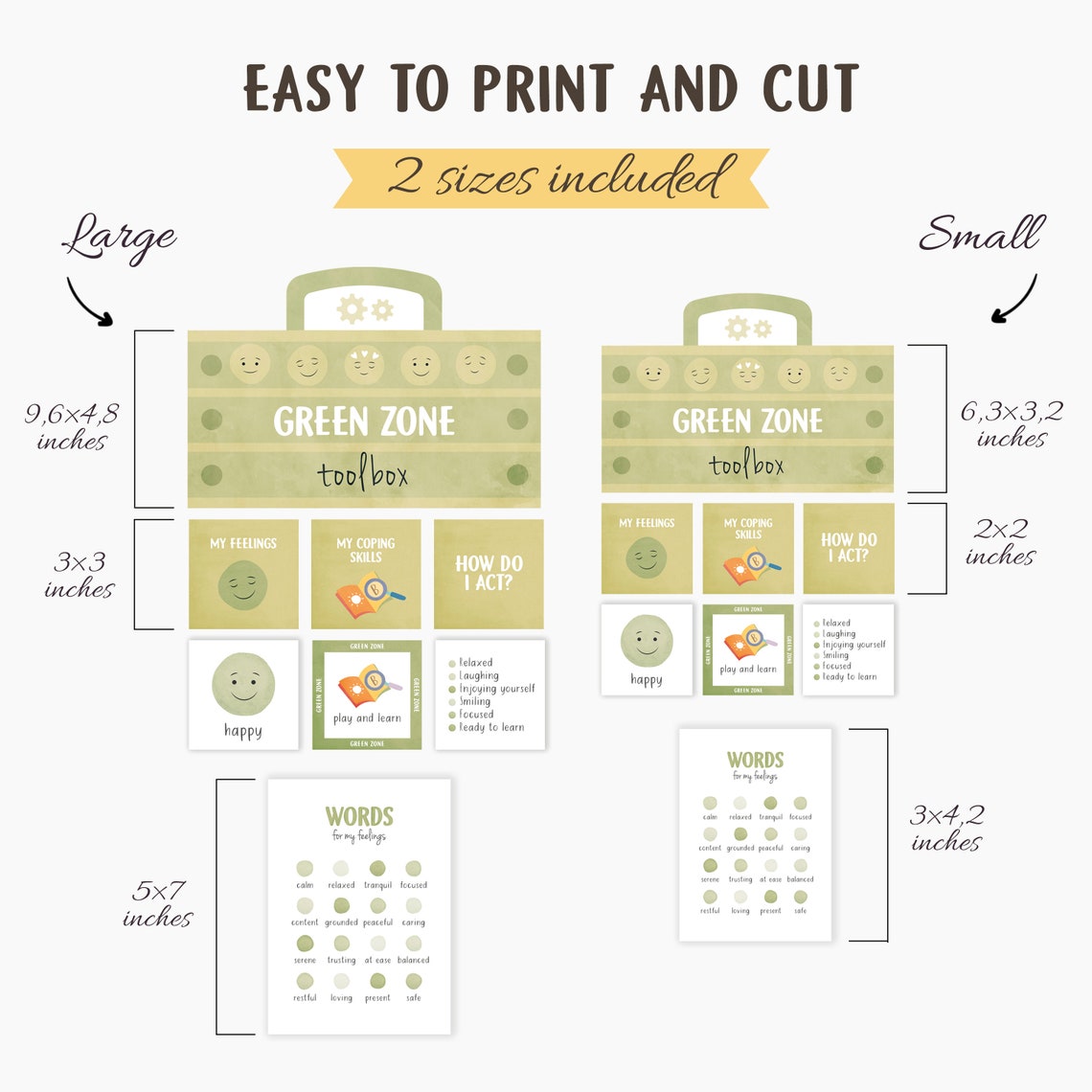 Zones Of Regulation 92 Flash Cards Emotional Toolbox Coping Set Poster - Image 7
