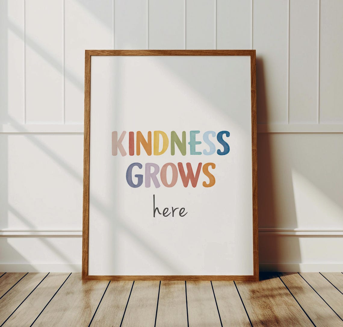 Kindness Grows Here Rainbow Watercolor Classroom Quote Wall Poster - Image 4