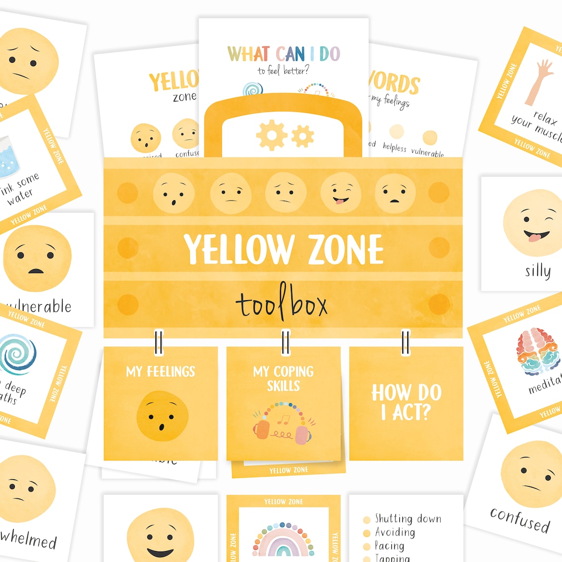 Zones Of Regulation 92 Flash Cards Emotional Toolbox Coping Set Poster - Image 4