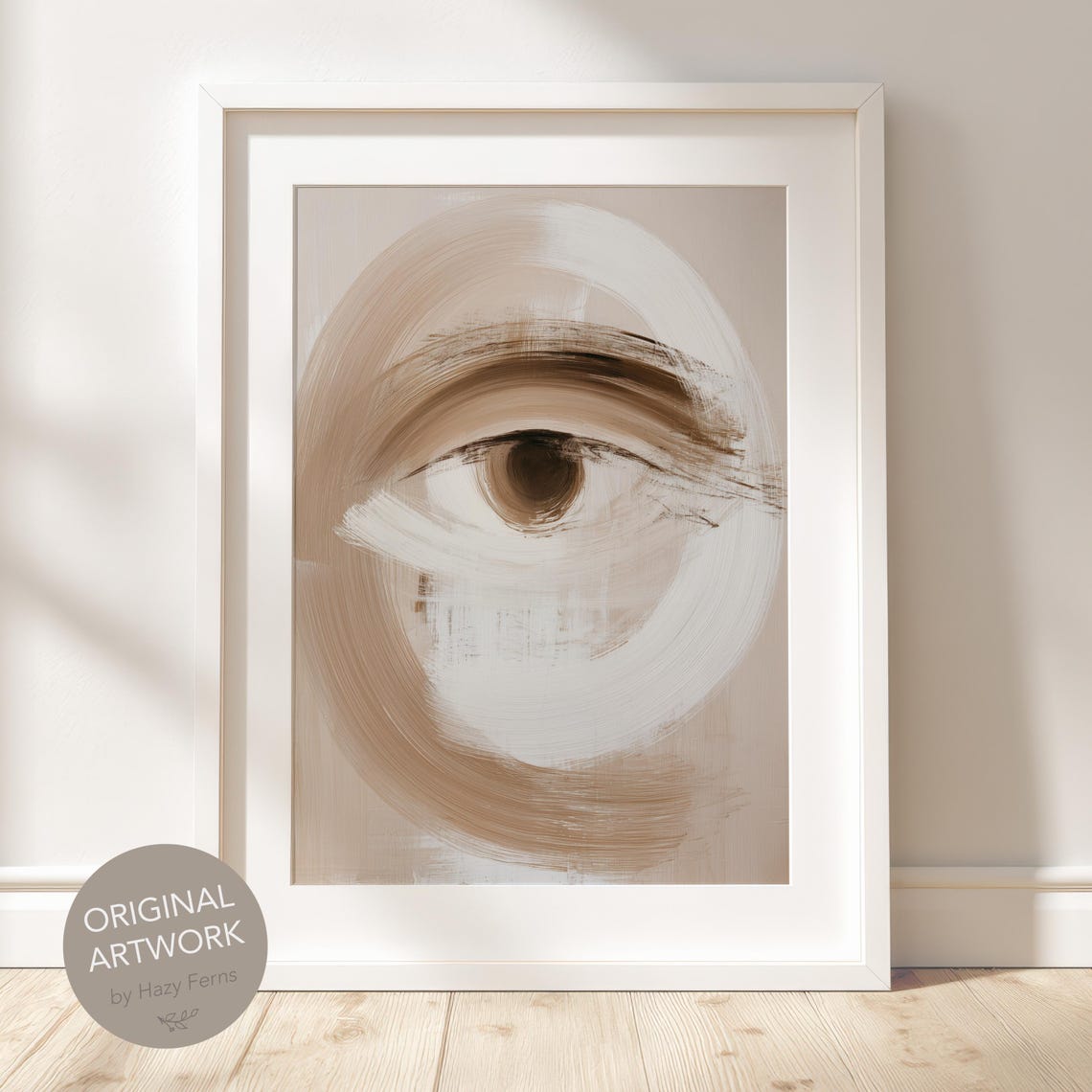 Abstract Eye Beige Brush Stroke Minimalist Neutral Art Print
