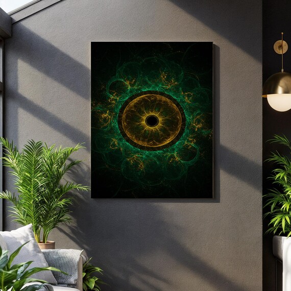 Golden Eye Cosmic Fractal Energy Spiritual Abstract Mandala Art Poster