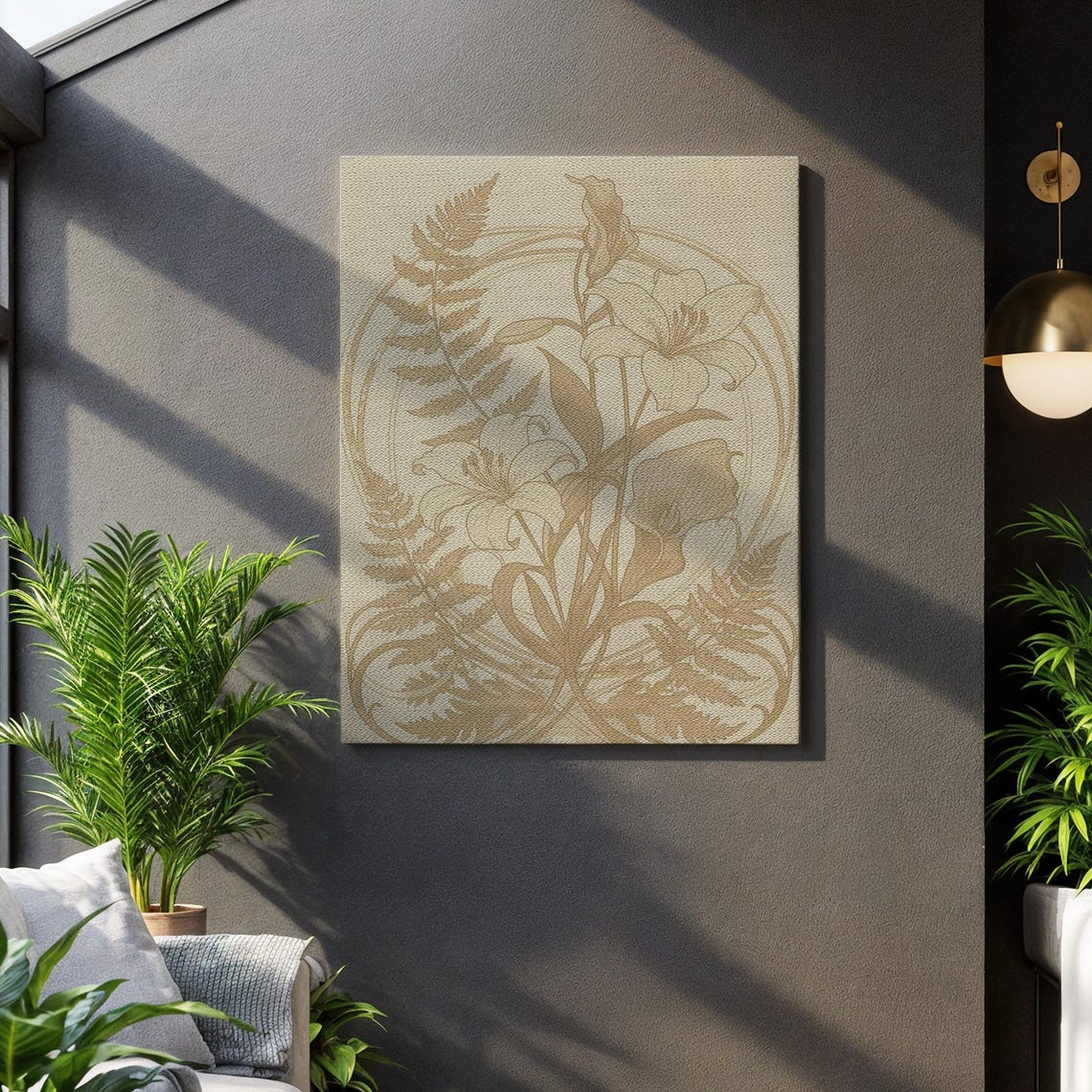 Art Nouveau Gold Lily Floral Cream Elegant Botanical Classic Poster