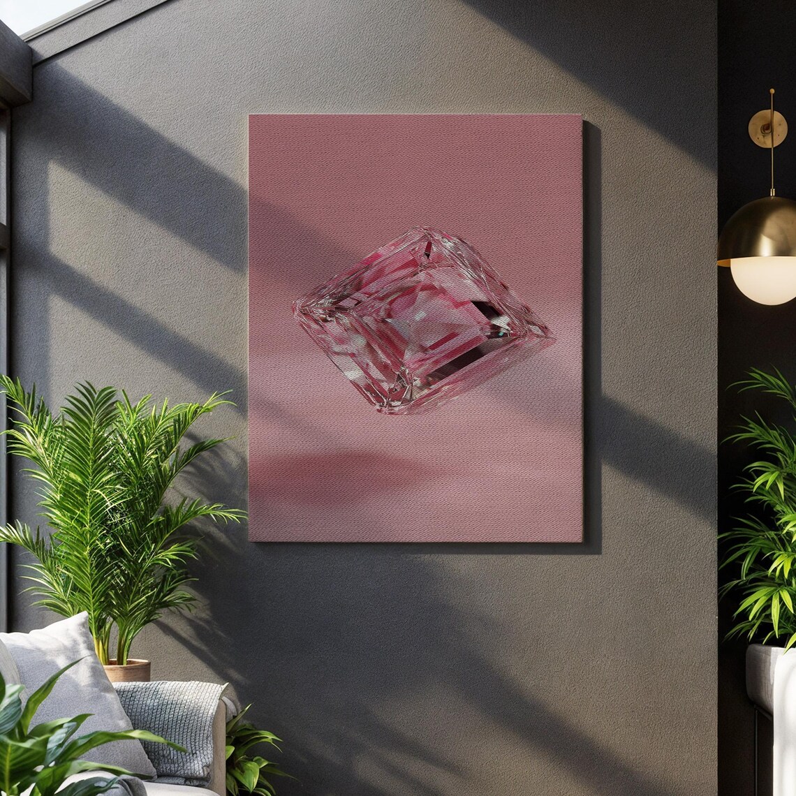 Floating Diamond, Pink Minimalist Luxe Wall Art
