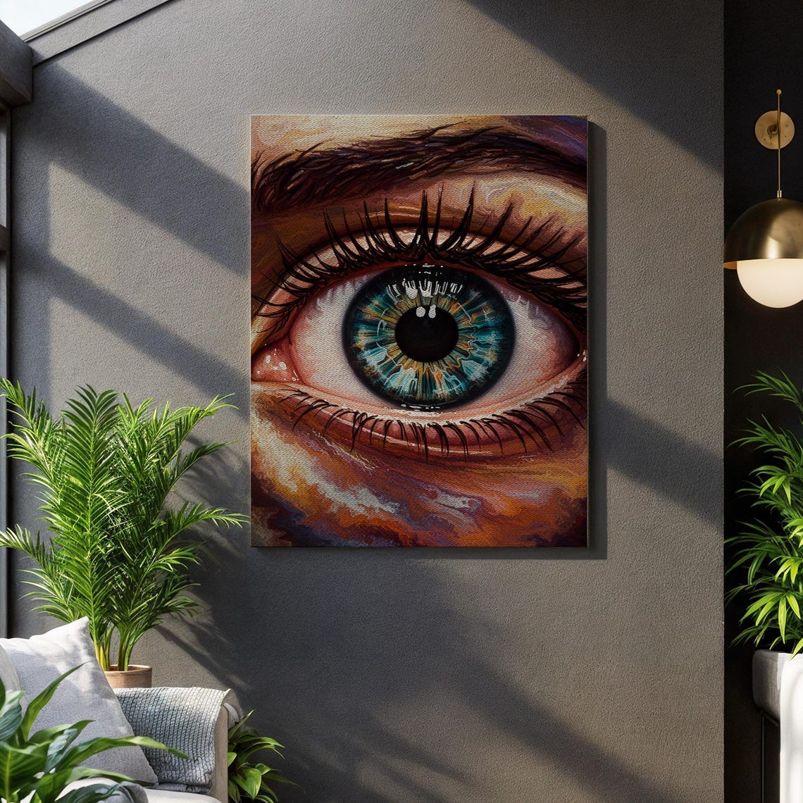 Human Eye Close Up Green Blue Iris Hyperrealistic Art Poster