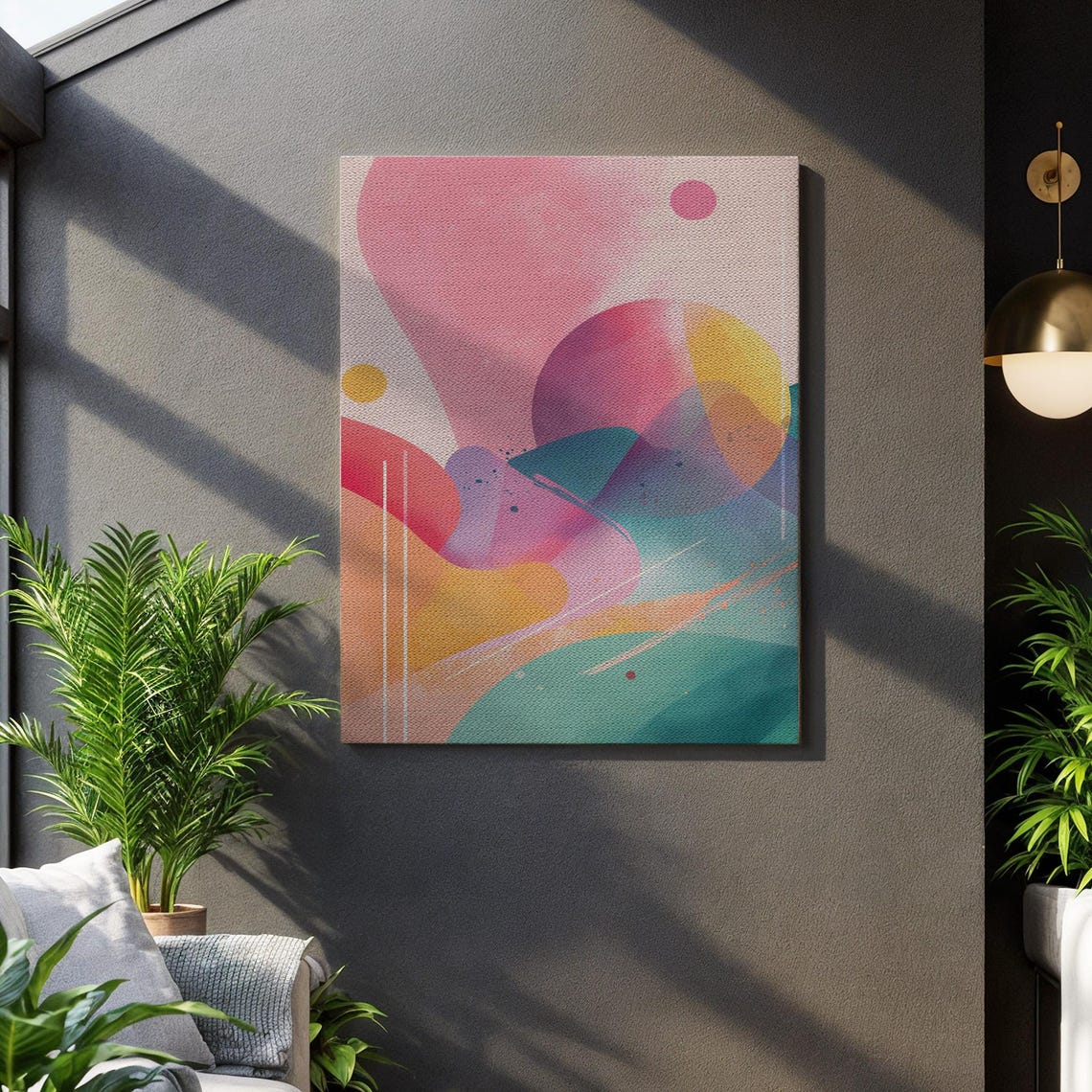 Pastel Fluid Abstract Pink Teal Yellow Soft Color Wash Poster