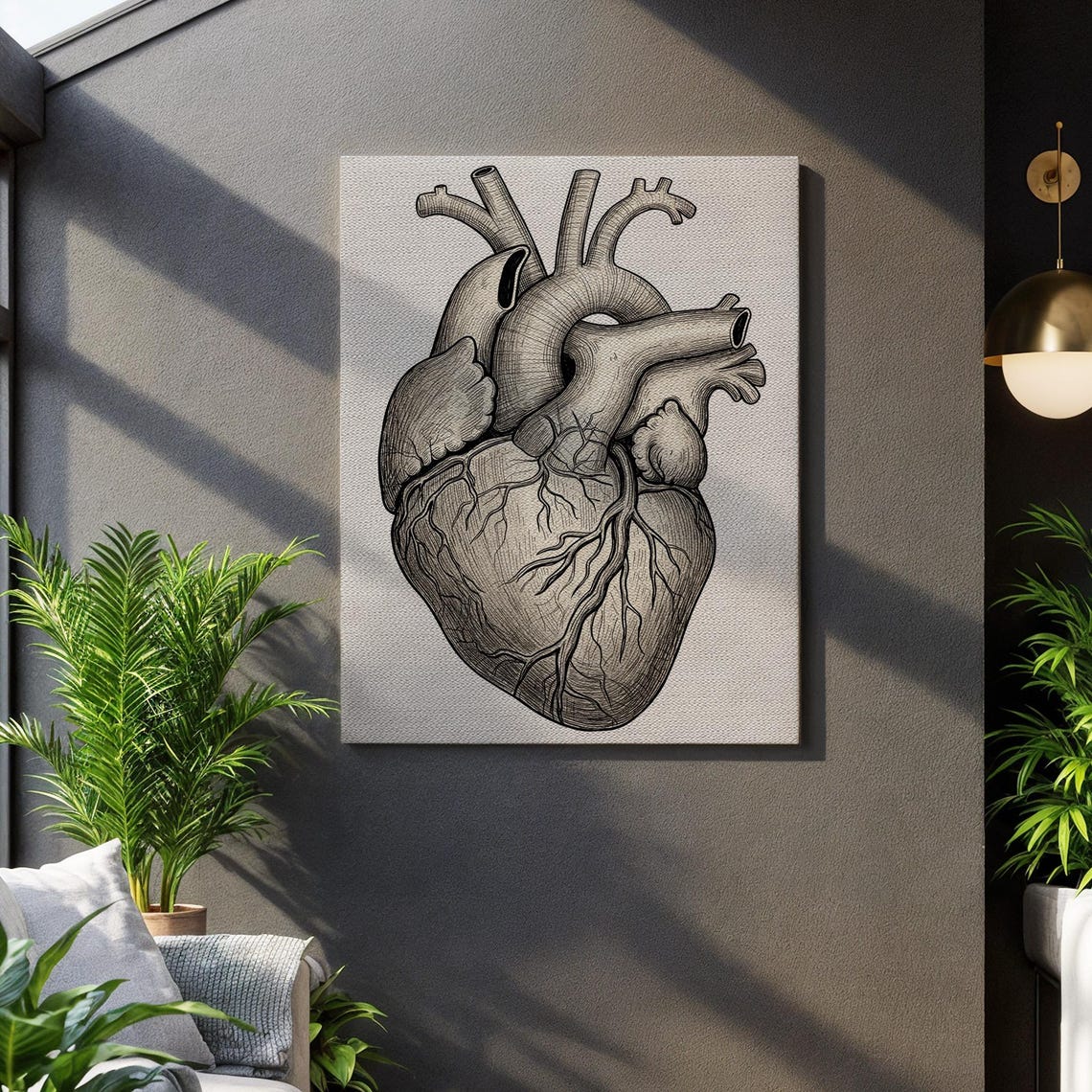 Vintage Anatomical Heart Engraving Medical Illustration Poster
