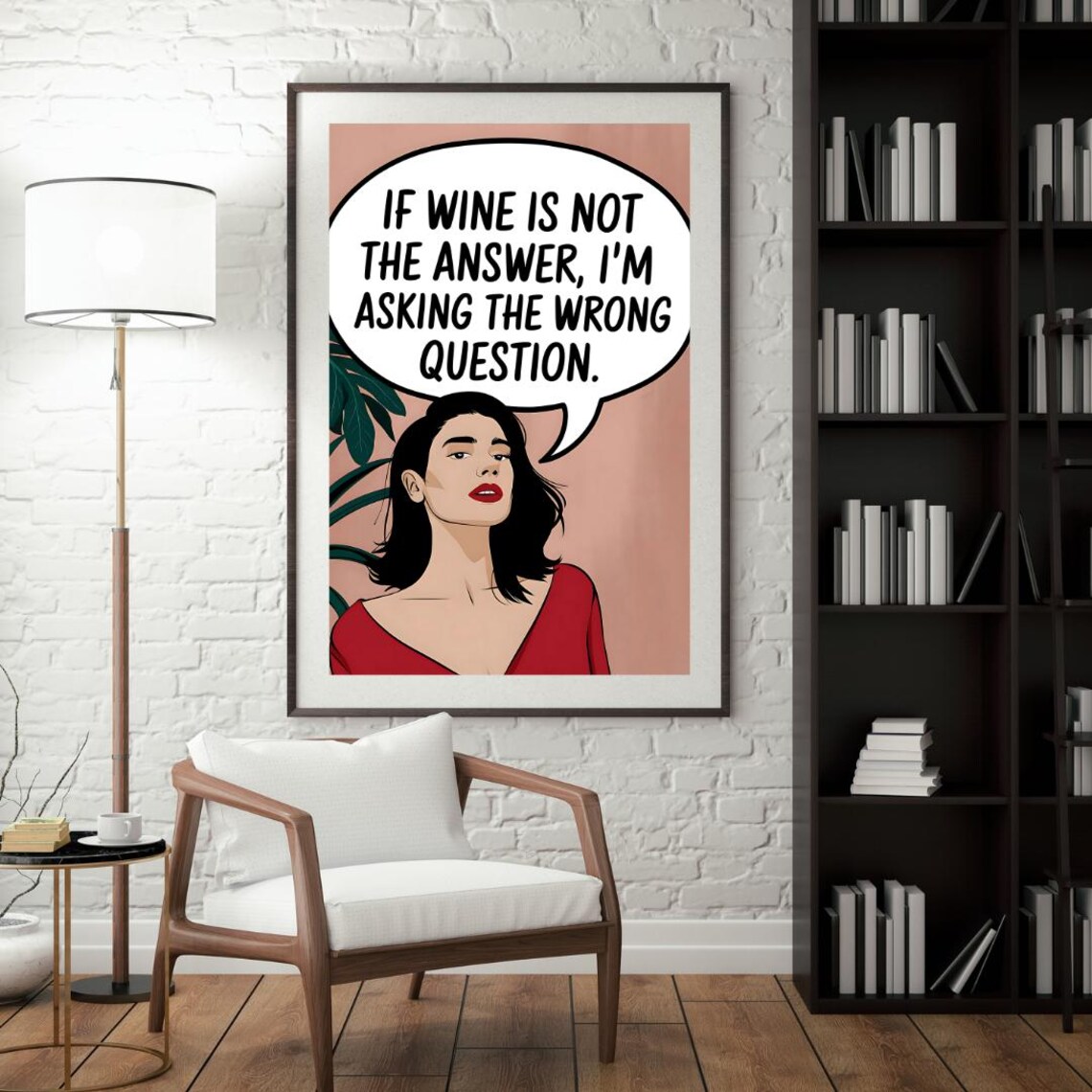 If Wine Is Not the Answer Thought Bubble Red Dress Lady Poster - Image 4