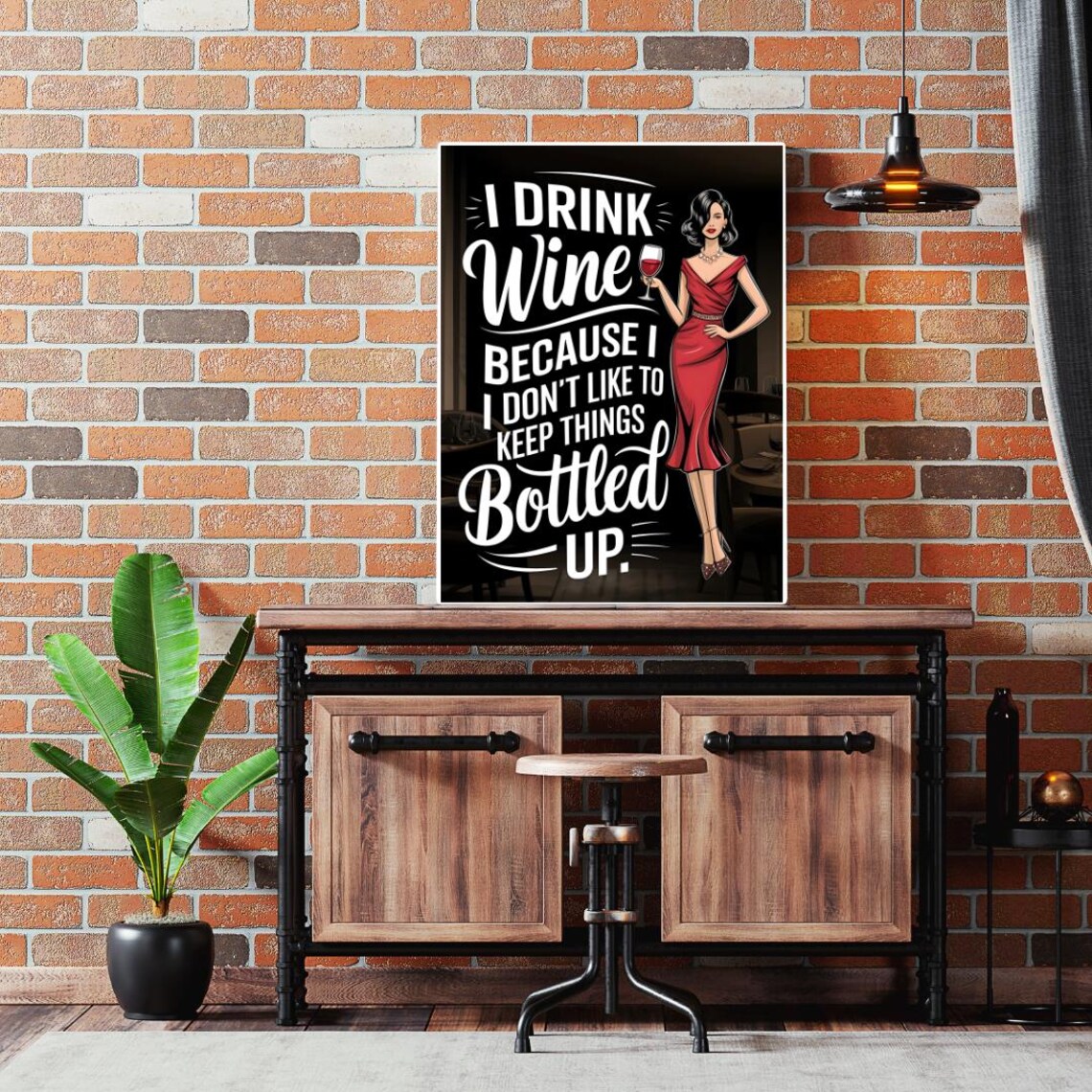 I Drink Wine Because I Don't Keep Things Bottled Up Retro Poster - Image 5