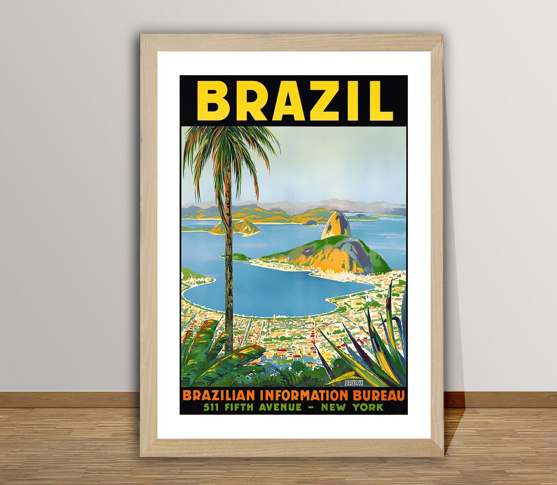 Brazil Vintage Travel Poster, Travel Poster