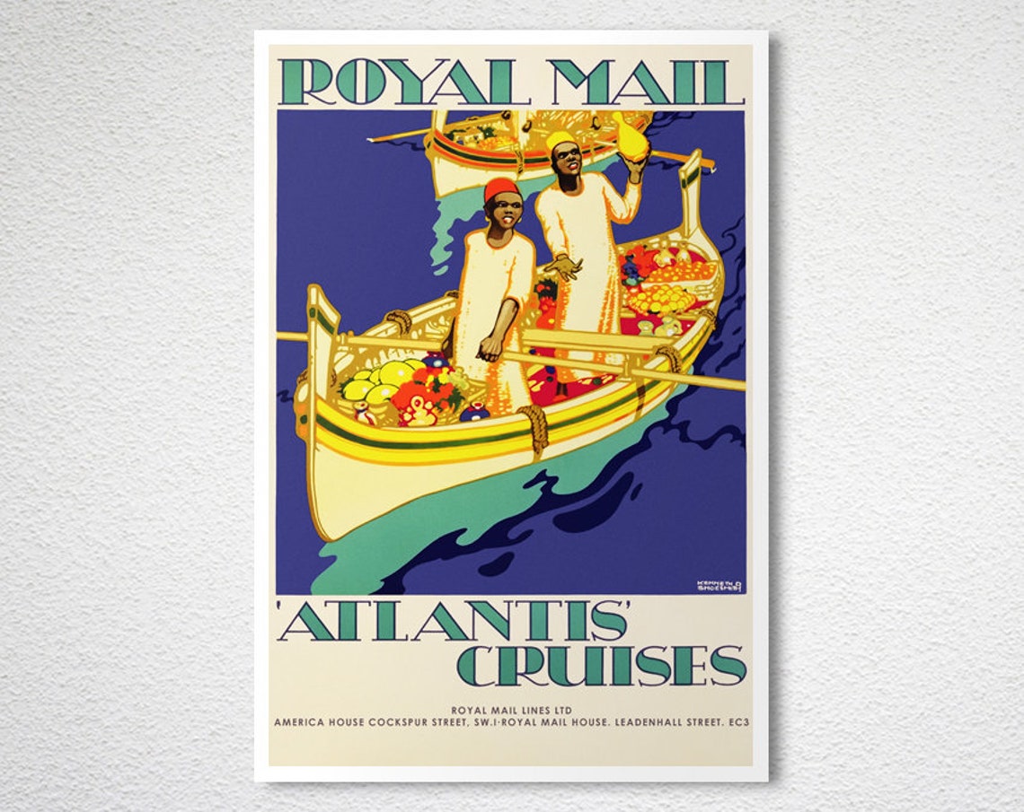 Royal Mail Atlantis Cruises Vintage Ocean Liner Travel Poster - Image 2