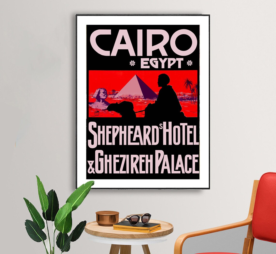 Cairo Egypt Shepheard Hotel Ghezireh Palace Travel Poster