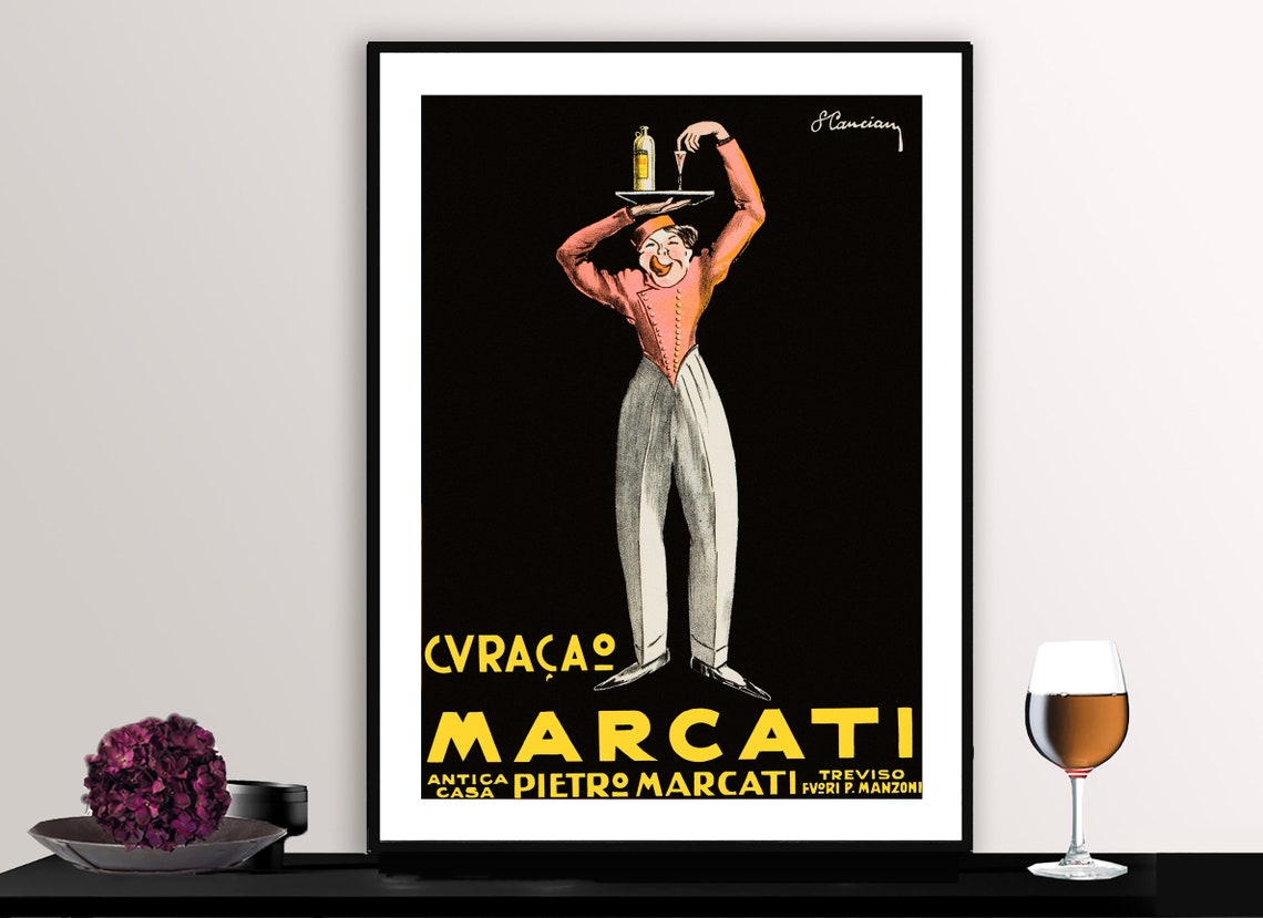 Curacao Marcati Vintage Italian Liqueur Advertisement Poster
