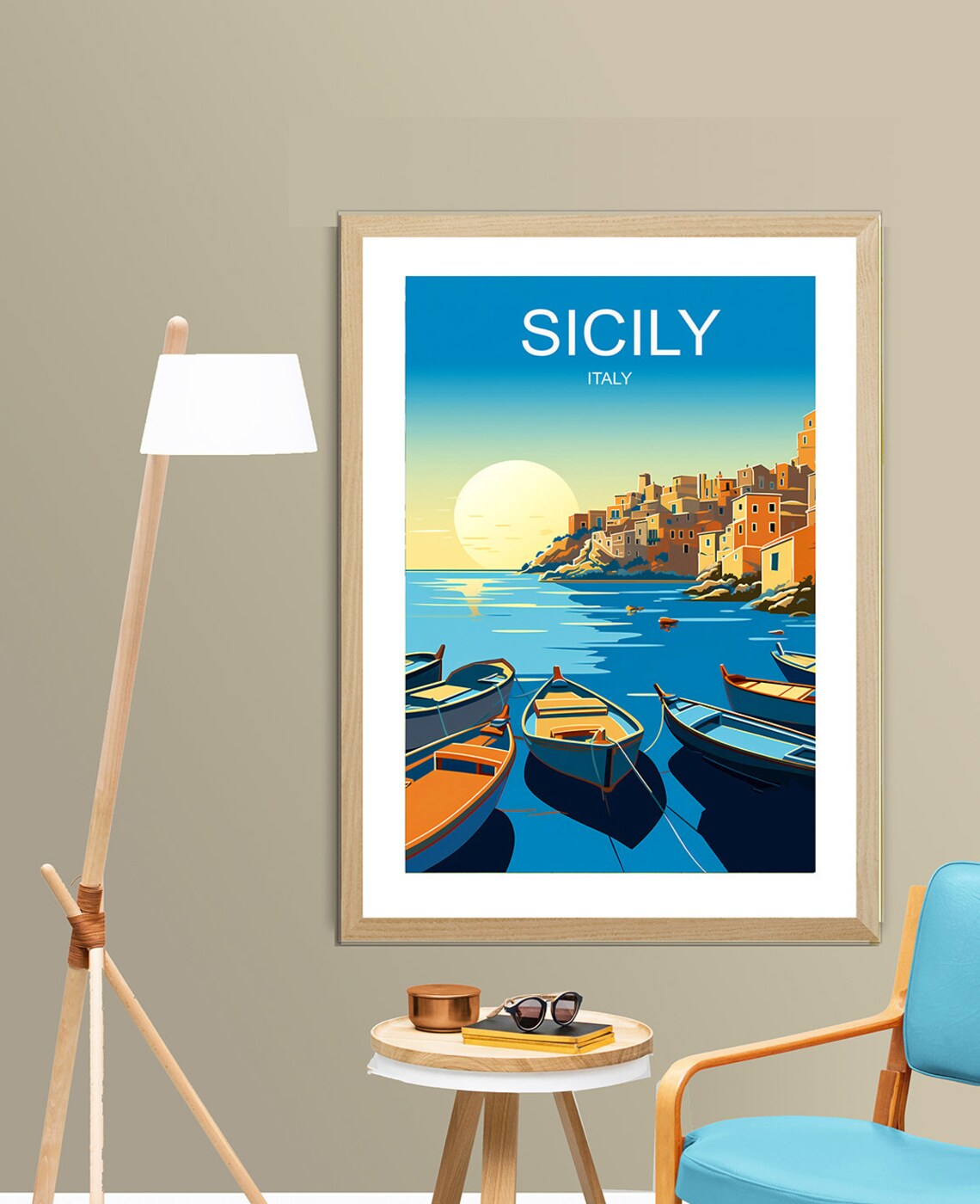 Sicily Italy Travel Poster, Travel Sicily Wall Decor
