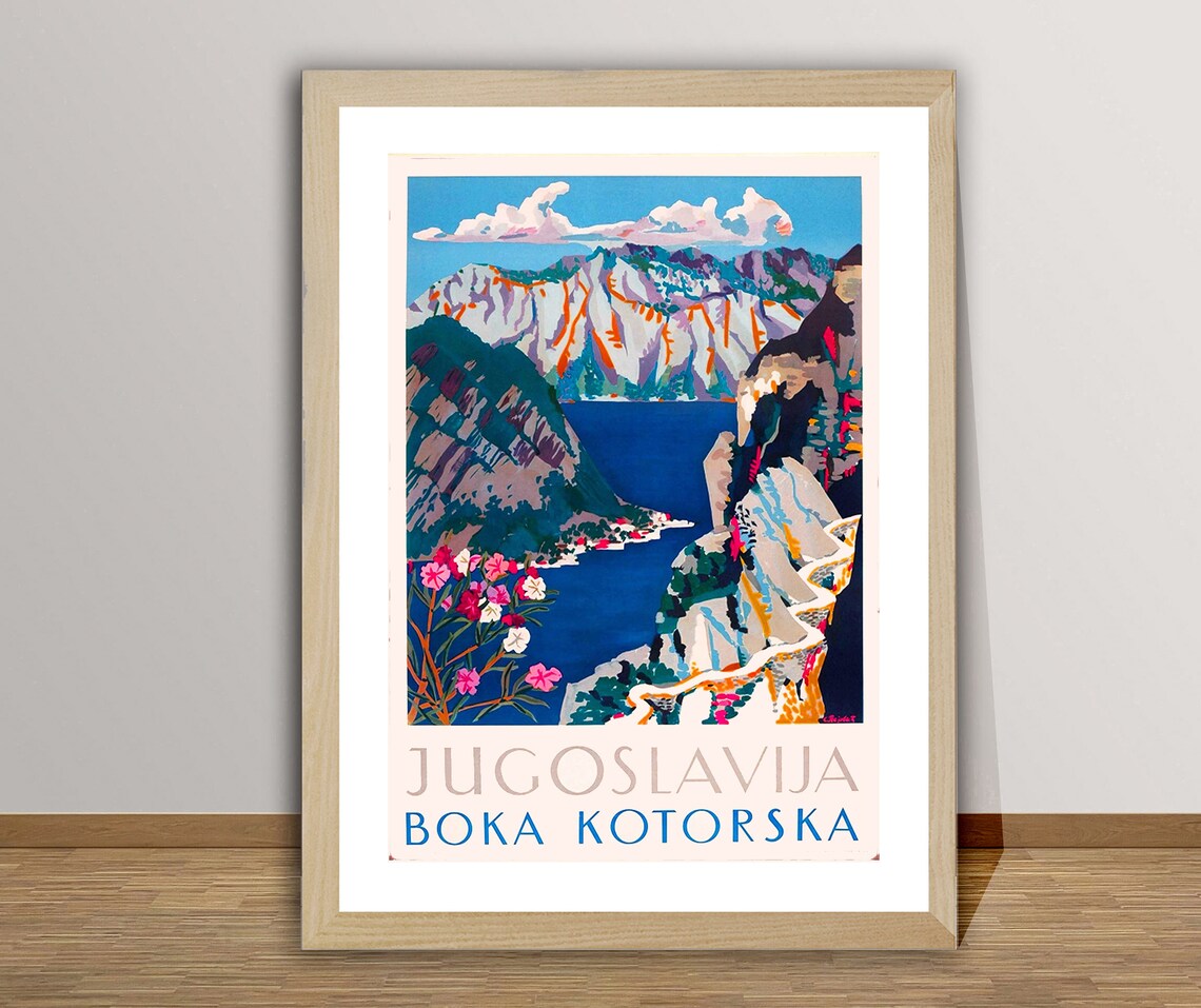 Jugoslavija Boka Kotorska Vintage Travel Poster