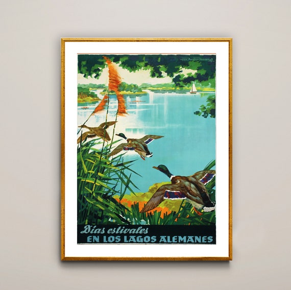 En Los Lagos Alemanes Vintage Travel Poster Poster Paper Or Print Gift Idea