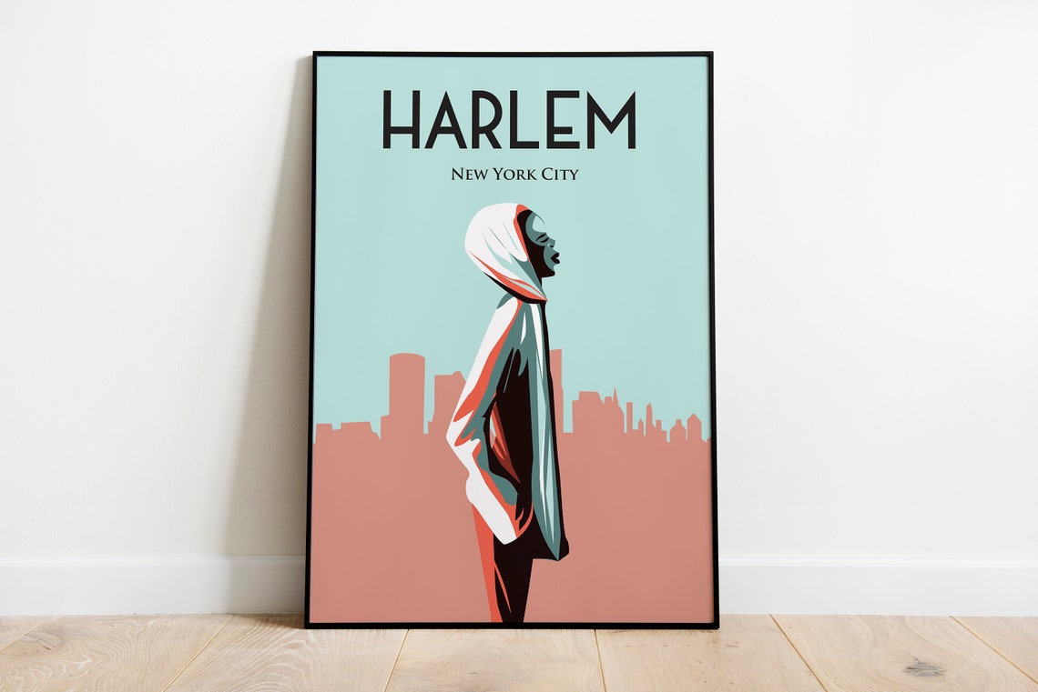 Harlem New York City Travel Poster Travel Poster Wall Art Sizes Inches 8x10 12x16 12x18 16x20 18x24 24x36