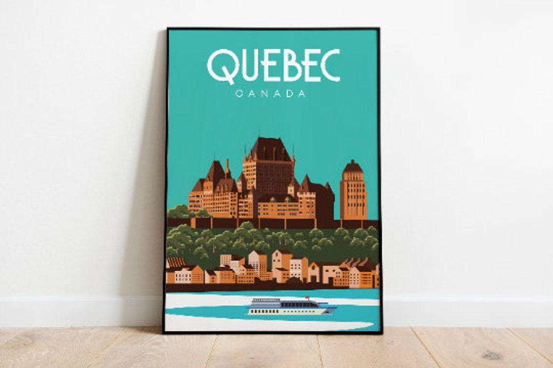Quebec Canada Waterfront Castle Skyline Vintage Travel Poster - Image 2