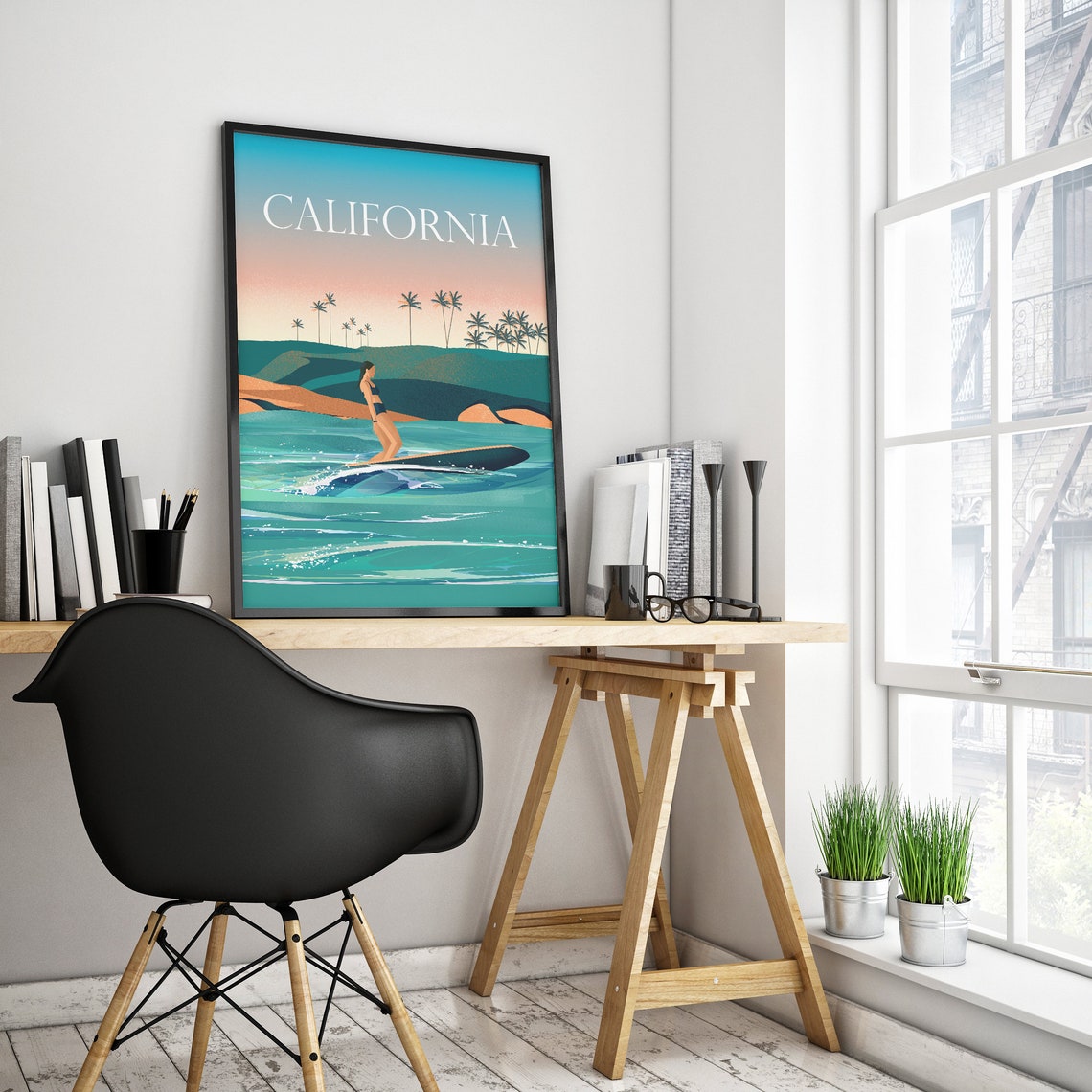 California Travel Poster California Surf Print California Travel Art Travel Poster Sizes Inches 8x10 12x16 16x20 18x24 24x36 - Image 2