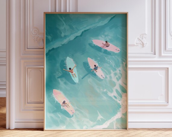 Surf Poster Beachy Wall Art Hawaii Surfboard Vintage Cute Prints
