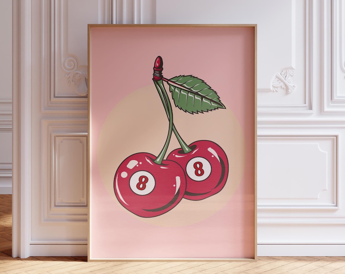 8 Ball Cherry Lucky Room Decor Art Print