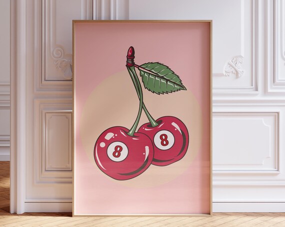 8 Ball Cherry Lucky Room Decor Art Print